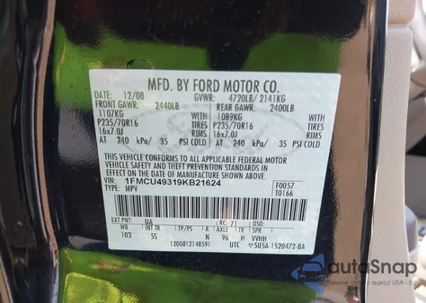2009 Ford Escape Hybrid from USA, damaged, VIN 1FMCU49319KB21624